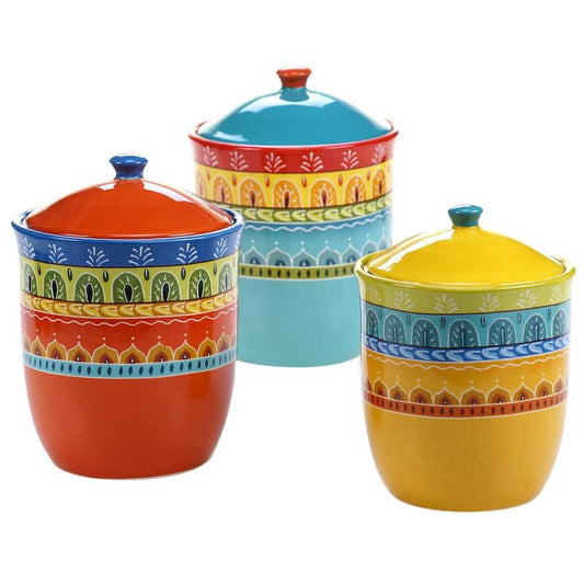 (3-piece) Valencia Earthenware Canister Set