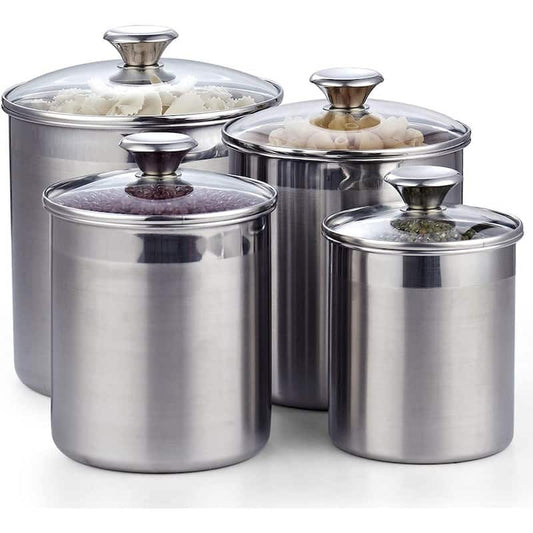 02553 4-Piece Stainless Steel Canister Set