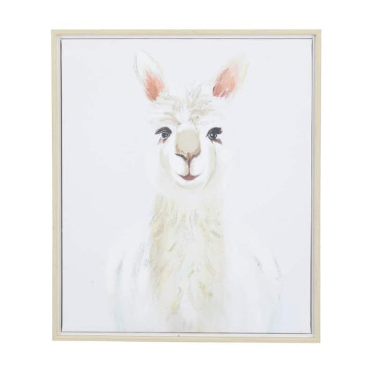 1- Panel Llama Framed Wall Art with Brown Frame 28 in. x 24 in.